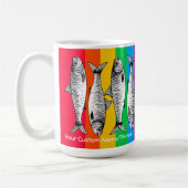 Rainbow Pop Art Sardine Line-up Individuelle Name  Kaffeetasse (Links)