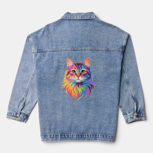 Rainbow Pop Cat - Vibranine Art Jeansjacke (Rückseite)
