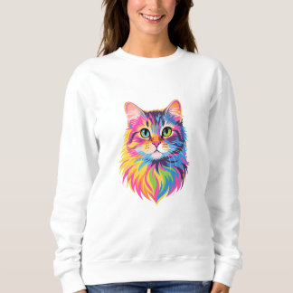 Rainbow Pop Cat - Vibranine Art Sweatshirt