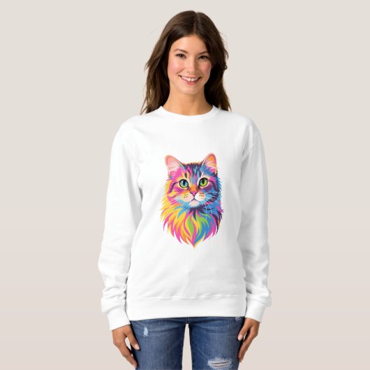 Rainbow Pop Cat - Vibranine Art Sweatshirt (Vorne ganz)