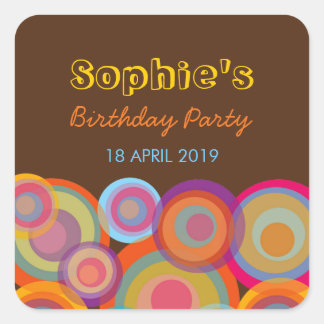 Rainbow Pop Circles Colorful Fun Party Sticker
