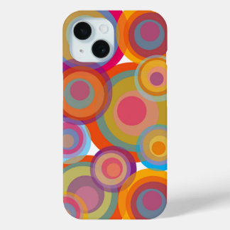 Rainbow Pop Circles Colorful Retro Fun Groovy Chic iPhone 15 Hülle