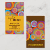 Rainbow Pop Circles Colorful Retro Fun Groovy Chic Visitenkarte (Vorne/Hinten)