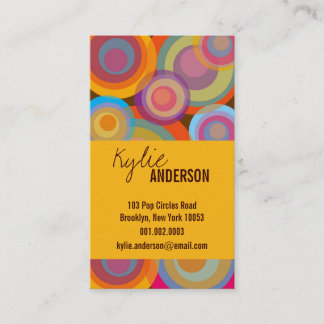 Rainbow Pop Circles Colorful Retro Fun Groovy Chic Visitenkarte