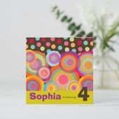 Rainbow Pop Circles Kindergeburtstag Party Einladu Einladung (Stehend Vorderseite)