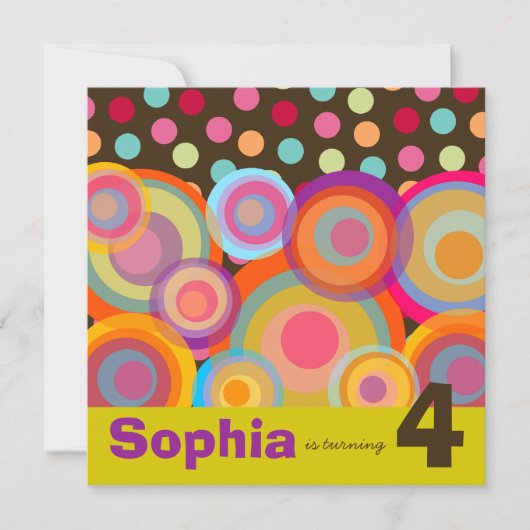 Rainbow Pop Circles Kindergeburtstag Party Einladu Einladung (Vorderseite)