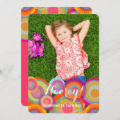 Rainbow Pop Circles Kindergeburtstag Party Foto Einladung (Vorne/Hinten)