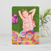 Rainbow Pop Circles Kindergeburtstag Party Foto Einladung (Stehend Vorderseite)