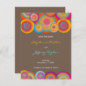 Rainbow Pop Circles Save the Date Wedding Postcard Ankündigungspostkarte (Vorne/Hinten)