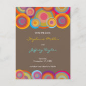 Rainbow Pop Circles Save the Date Wedding Postcard Ankündigungspostkarte (Vorderseite)