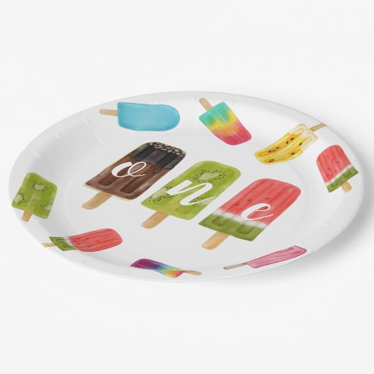 Rainbow Pop Geburtstag 1. Geburtstag Pappteller (Schrägansicht)