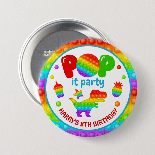 Rainbow Pop It Fidget Toy Birthday Party Button (Vorne & Hinten)