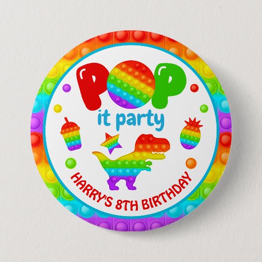Rainbow Pop It Fidget Toy Birthday Party Button (Vorderseite)