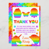 Rainbow Pop It Fidget Toy Birthday Party Dankeskarte (Vorne/Hinten)