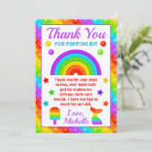 Rainbow Pop It Fidget Toy Birthday Party Dankeskarte (Stehend Vorderseite)