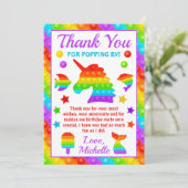 Rainbow Pop It Fidget Toy Birthday Party Dankeskarte (Stehend Vorderseite)