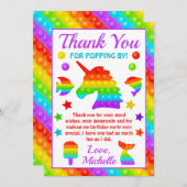Rainbow Pop It Fidget Toy Birthday Party Dankeskarte (Vorne/Hinten)