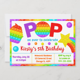 Rainbow Pop It Fidget Toy Birthday Party Einladung