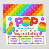 Rainbow Pop It Fidget Toy Birthday Party Einladung (Vorne/Hinten)