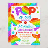 Rainbow Pop It Fidget Toy Birthday Party Einladung (Vorne/Hinten)