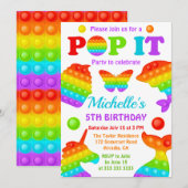 Rainbow Pop It Fidget Toy Birthday Party Einladung (Vorne/Hinten)