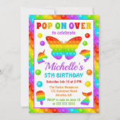 Rainbow Pop It Fidget Toy Birthday Party Einladung (Vorderseite)