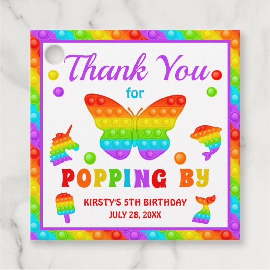 Rainbow Pop It Fidget Toy Birthday Party Geschenkanhänger (Vorderseite)