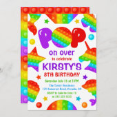 Rainbow Pop It Fidget Toy Birthday Party Girl's Einladung (Vorne/Hinten)
