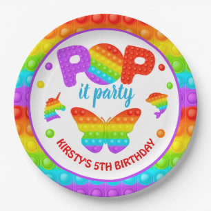 Rainbow Pop It Fidget Toy Birthday Party Pappteller