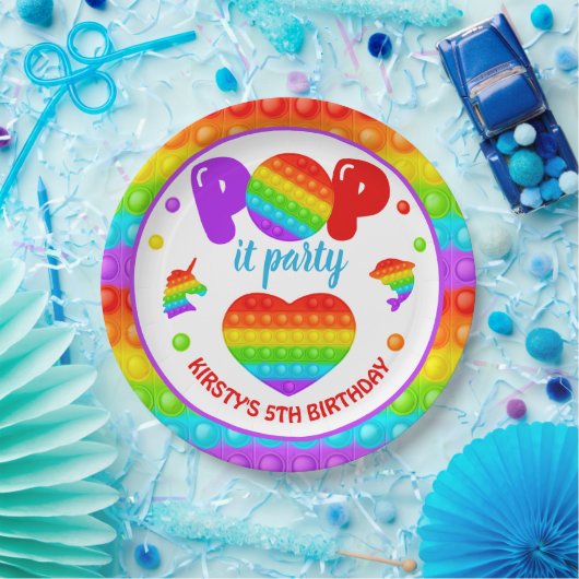 Rainbow Pop It Fidget Toy Birthday Party Pappteller (Party)