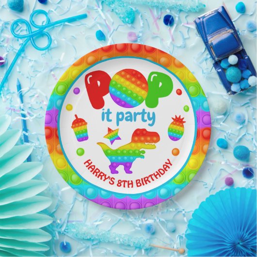 Rainbow Pop It Fidget Toy Birthday Party Pappteller (Party)