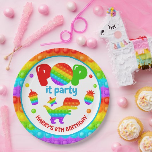 Rainbow Pop It Fidget Toy Birthday Party Pappteller (Party)