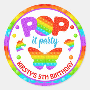 Rainbow Pop It Fidget Toy Birthday Party Runder Aufkleber