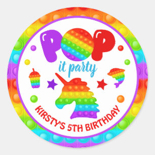 Rainbow Pop It Fidget Toy Birthday Party Runder Aufkleber