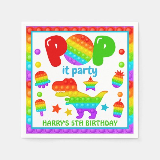 Rainbow Pop It Fidget Toy Birthday Party Serviette (Vorderseite)