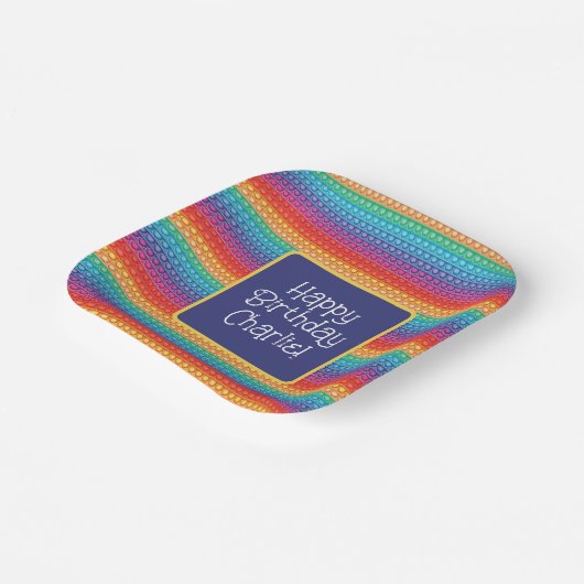 Rainbow Pop It Fidget Toy Pattern Personalisiert Pappteller (Gewinkelt)