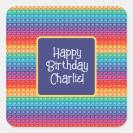 Rainbow Pop It Fidget Toy Pattern Personalisiert Quadratischer Aufkleber