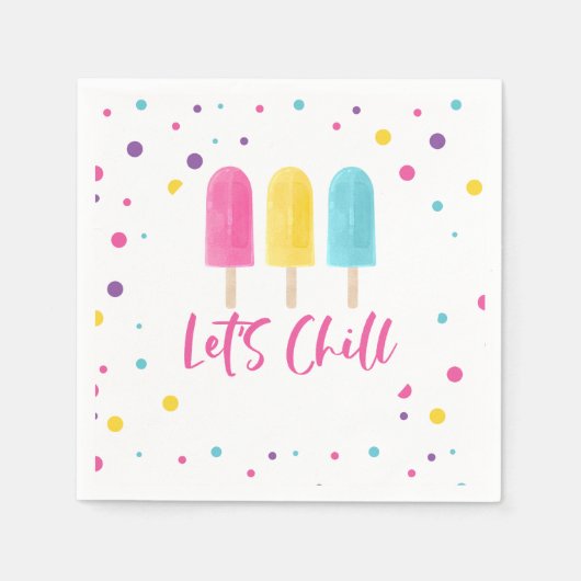 Rainbow Pop Let's Chill Geburtstag Serviette (Vorderseite)