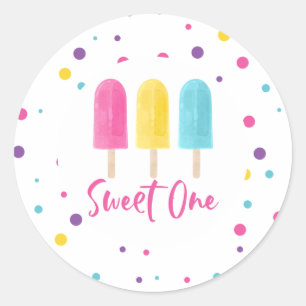 Rainbow Pop Sweet One 1. Geburtstag Runder Aufkleber