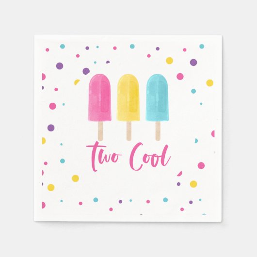 Rainbow Pop Two Cool 2. Geburtstag Serviette (Vorderseite)