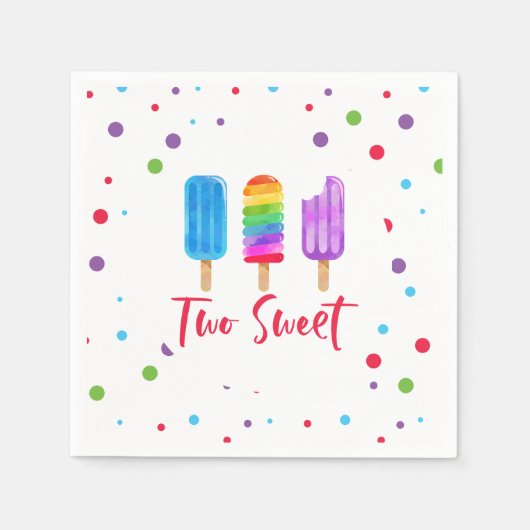 Rainbow Pop Two Sweet 2. Geburtstag Serviette (Vorderseite)