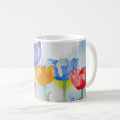 Rainbow Poppies Colorful Original Watercolor Kaffeetasse (VorderseiteRechts)