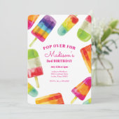 Rainbow Popsicle Summer Birthday Einladung (Stehend Vorderseite)