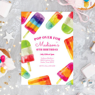Rainbow Popsicle Summer Birthday Einladung
