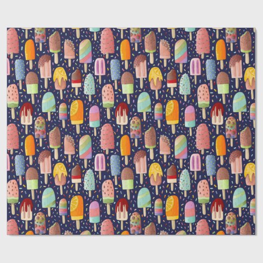 Rainbow Popsicles Wrapping Paper Roll Geschenkpapier (Flach)
