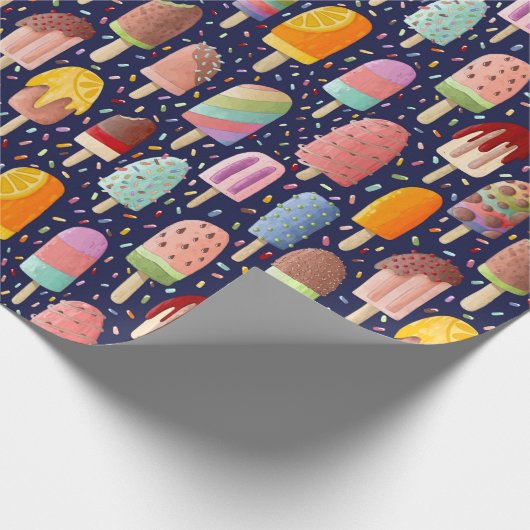 Rainbow Popsicles Wrapping Paper Roll Geschenkpapier (Ecke)