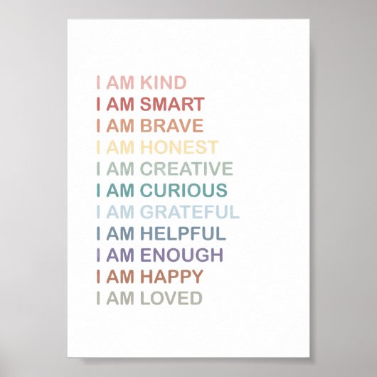 Rainbow-Positive Affirmations for Kids Kinderzimme Poster (Vorne)