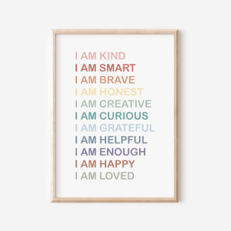 Rainbow-Positive Affirmations for Kids Kinderzimme Poster