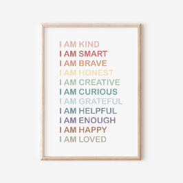 Rainbow-Positive Affirmations for Kids Kinderzimme Poster