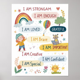 Rainbow Positive Affirmations Poster for Kids